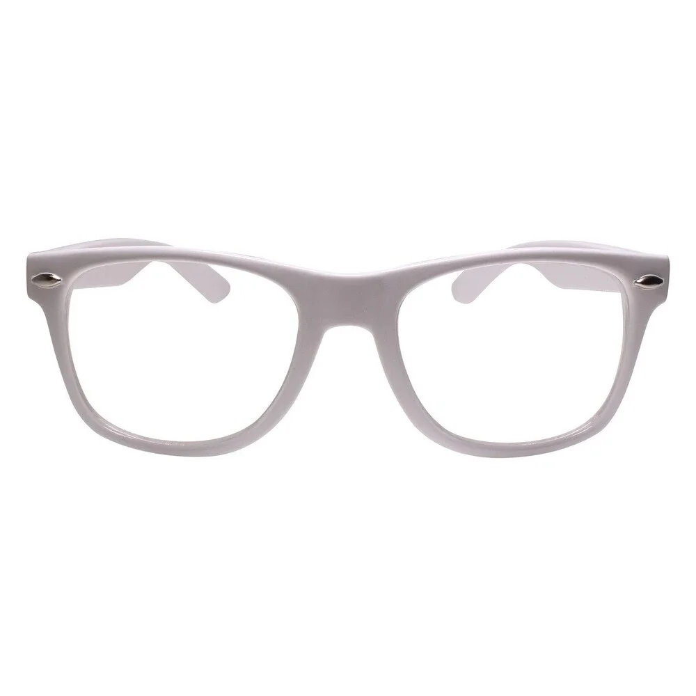 Classy 80s 90s Dapper Clubbing Horn Rimmed White Frame Clear Lens Glasses